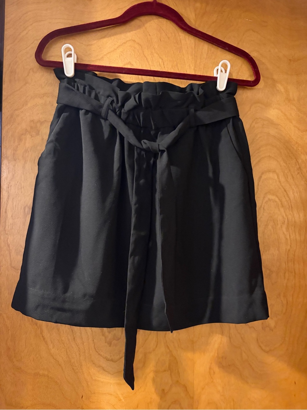Express Black High-Waist Paperbag Tie-Belt Shorts